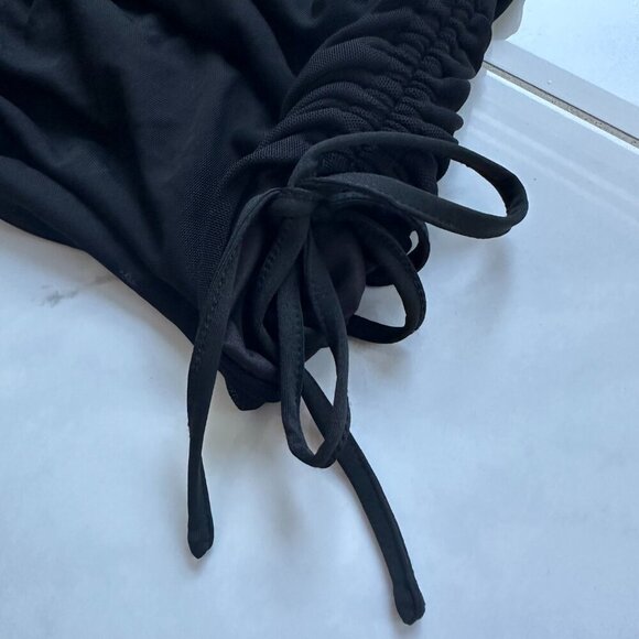 SHEIN | Black Corset Ruched Mini Dress | Small | Adjustable Tie Sides - Picture 6 of 16